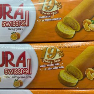Bánh trứng cuộn kem Hura vị cam - Hộp 360g (20 gói)