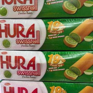 Bánh trứng cuộn kem Hura vị hương cốm - Hộp 180g (10 gói )