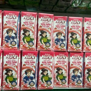 Sữa nuvi sữa tươi trái cây vị dâu 180ml - lốc