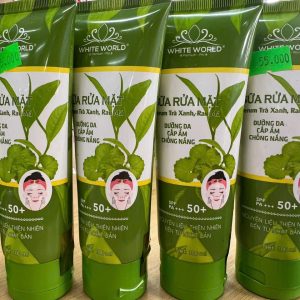 Sữa rửa mặt Serum trà xanh,rau má dưỡng da cấp ẩm chống nắng White World - Chai 100ml