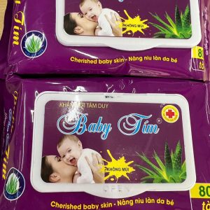 Khăn ướt Baby tím Tâm Duy - Bì 80 tờ