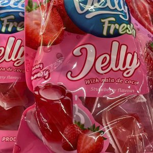 Thạch rau câu với thạch dừa hương dâu Delly Fresh - bì 300g